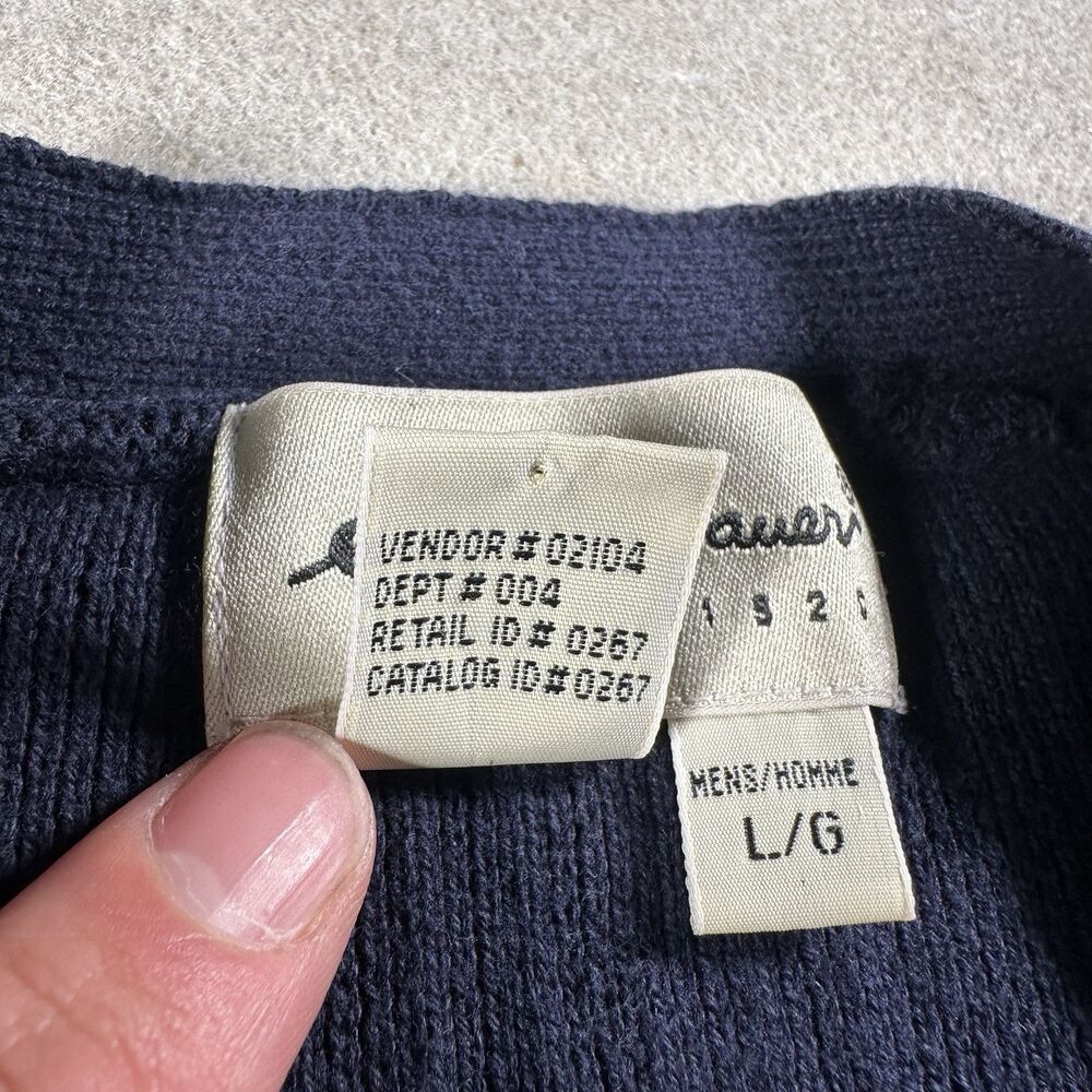 Vintage Eddie Bauer Sweater Vest Mens Large Navy Cardigan Cable Knit Fisherman - Picture 6 of 10